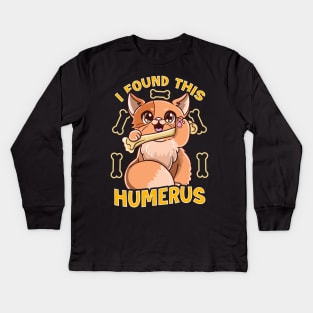 Cute Kitten I Found This Humerus Funny Cat Pun Kids Long Sleeve T-Shirt